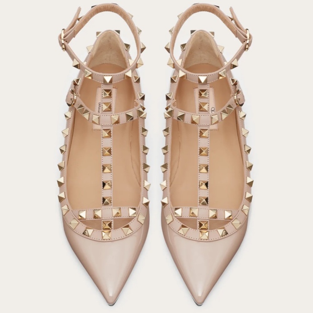 Valentino Rockstud Caged Ballerina Flats 38